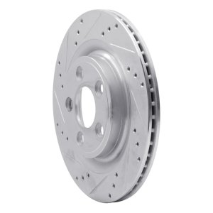 Jaguar S-Type Brake Rotor (1) - Rear Left - R1 Concepts - Drilled & Slotted - Silver - `06-`08